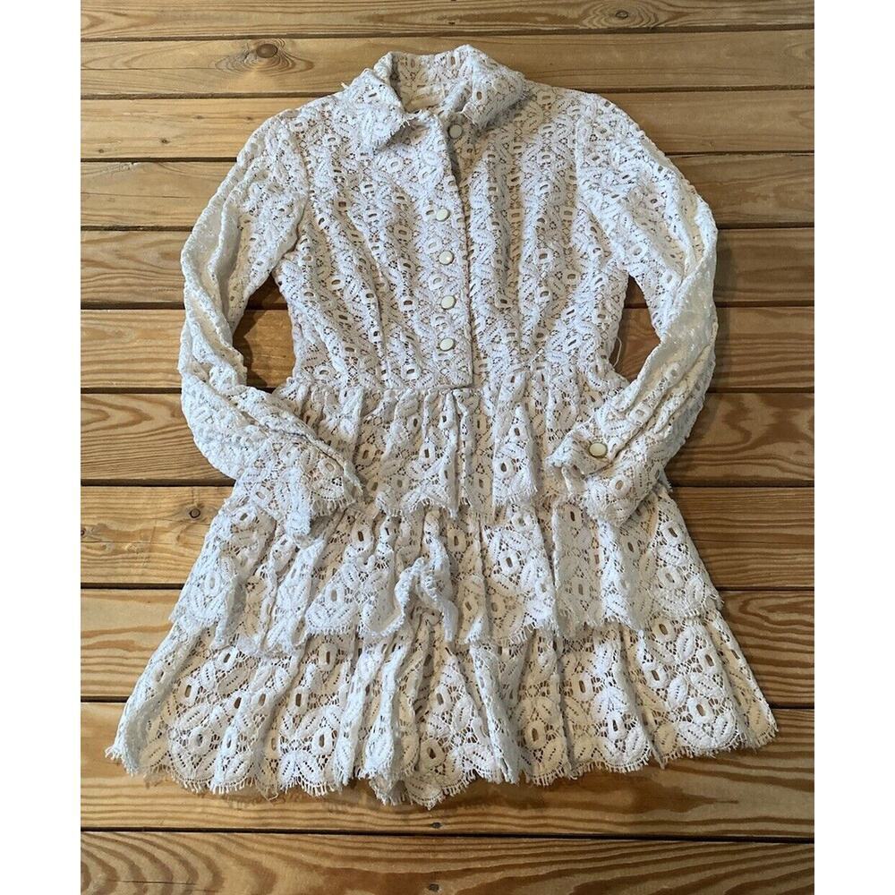 Vintage Howard Wolf Lace Collared Romper Size Small Women’s Ivory